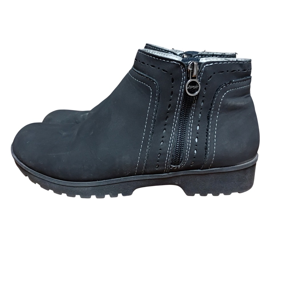 J Sport Jambu Jenna Black Ankle Boots Women 8M Laser Cut Zip